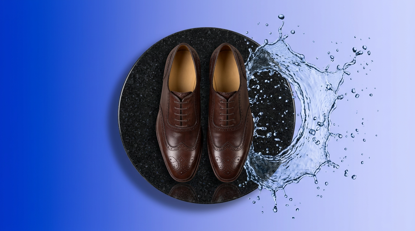 Buty – widok z góry, rozbryzg wody