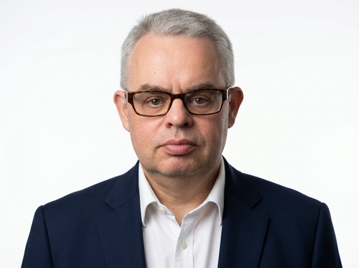 Portret korporacyjny AI – białe tło, marynarka