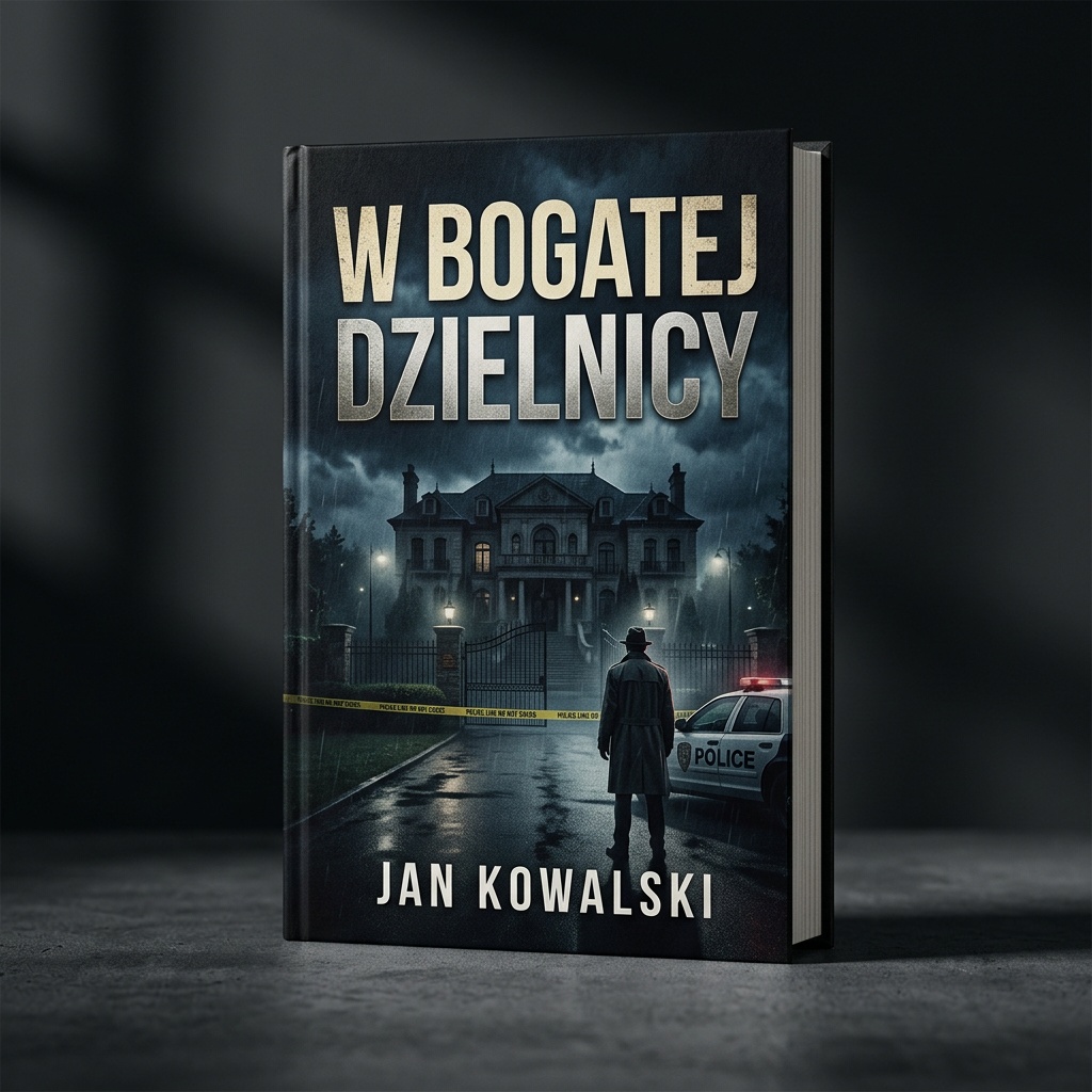 Mockup 3D okładki książki W bogatej dzielnicy – kryminał